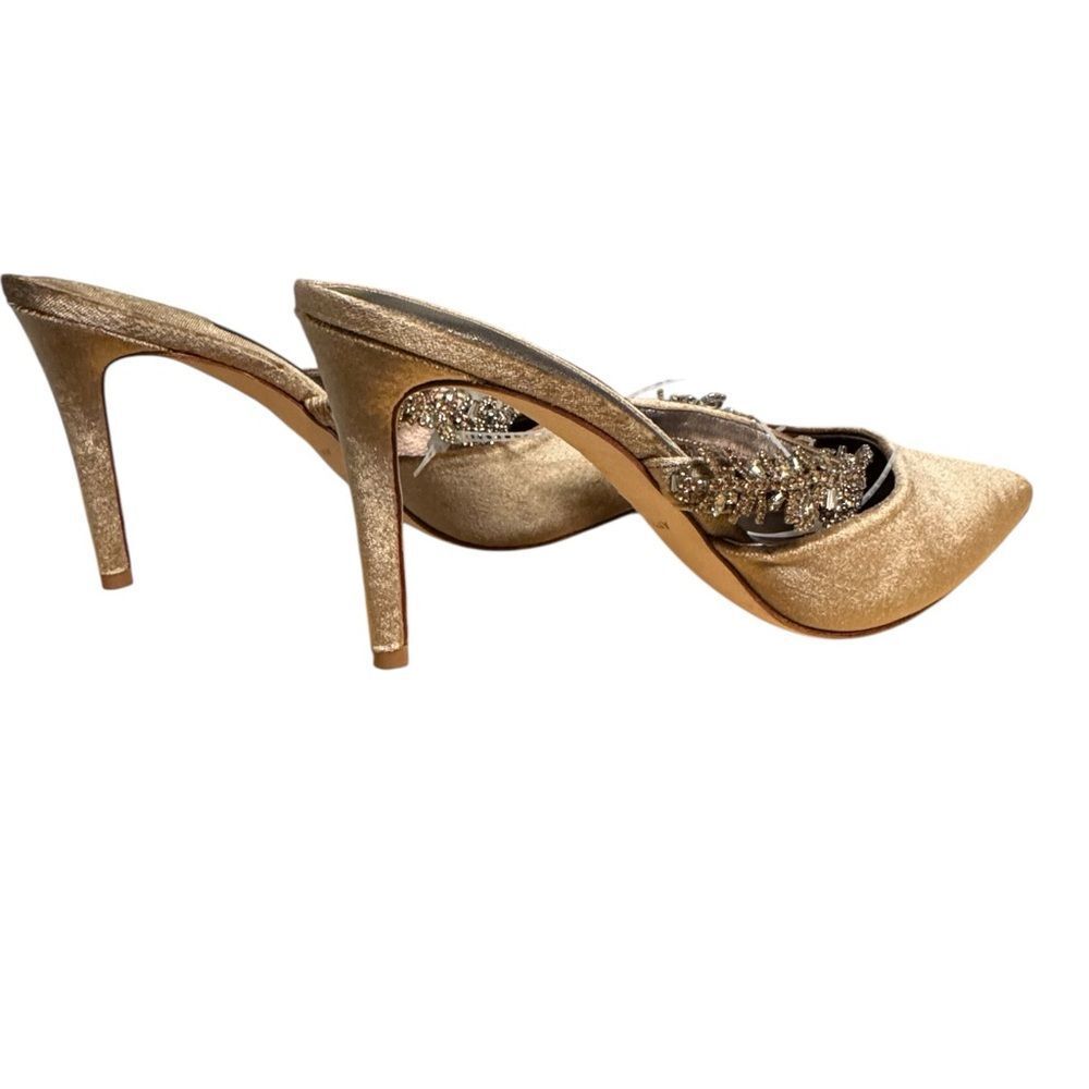 ANTONIO MELANI Tan Velvet Crystal Embellished Heels - Picture 10 of 11